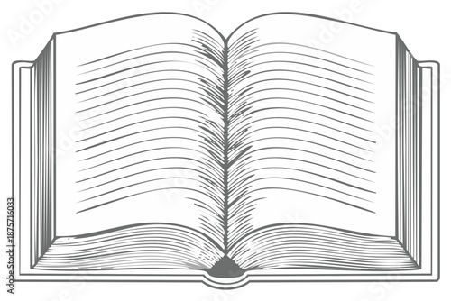 Open book with blank pages detailed illustration sketch drawing for education concept