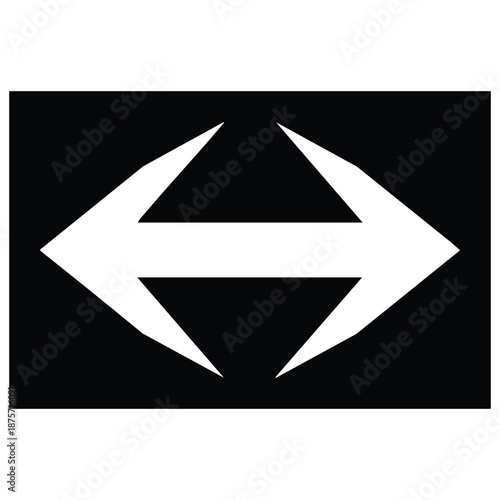 White double sided arrow icon on black background for direction and navigation purposes online  simple design