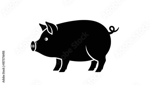 Black Pig Silhouette Illustration.