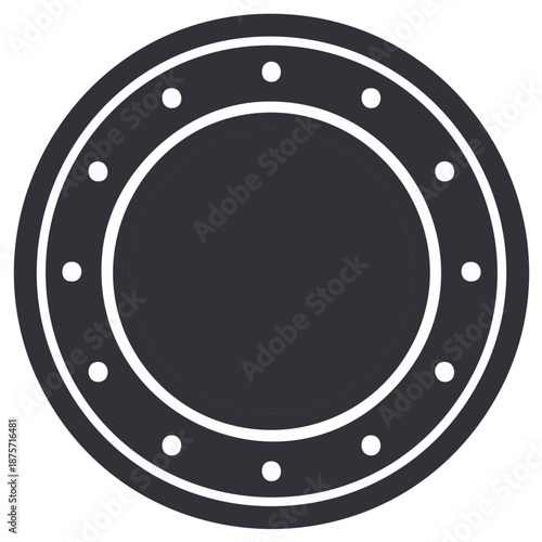 Circular Emblem with Studs and Rings Icon Symbol