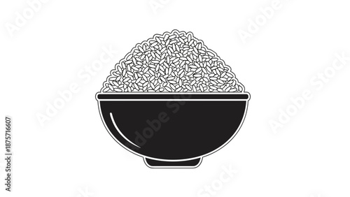 Bowl of Rice on White Background.