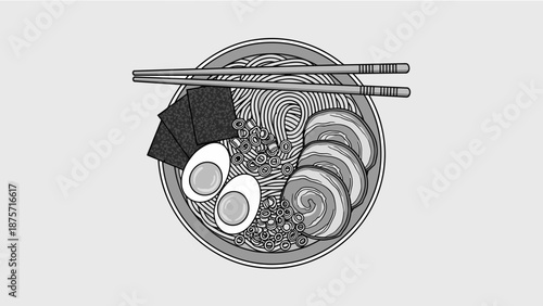 Bowl of Ramen with Chopsticks.