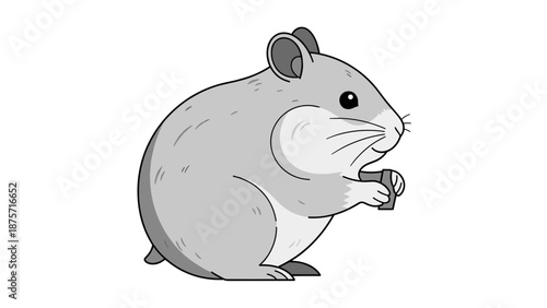 Cartoon Hamster Eating a Nut.