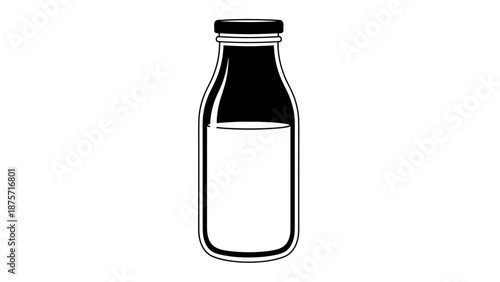 Glass Bottle of Milk Illustration.