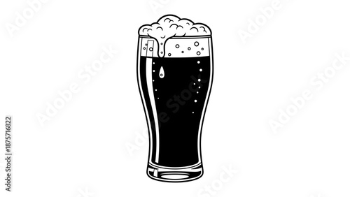 Glass of Dark Beer Illustration.