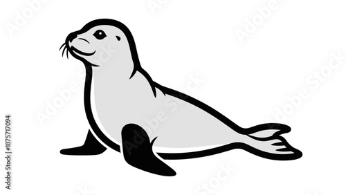 Seal Illustration Simple Black White.