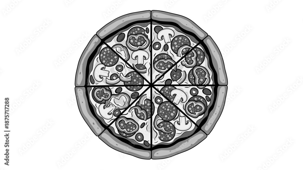 Fototapeta premium Sliced Pizza with Various Toppings.