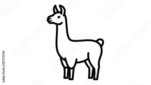 Simple Line Drawing of Llama.