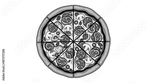 Sliced Pizza with Various Toppings.