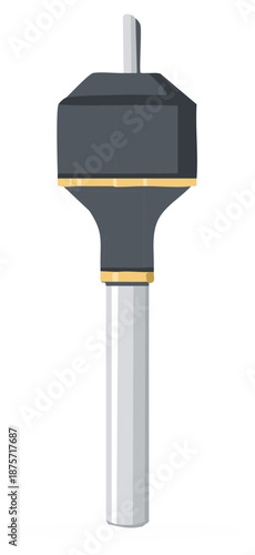 Sleek modern air traffic control tower or lighthouse beacon with gold trim geometric vector illustration