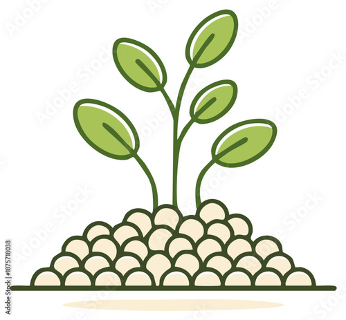 Green plant sprout growing from seeds simple flat icon symbolizing new life and development
