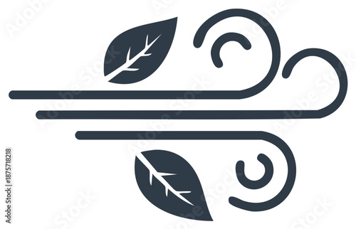 Blowing wind and swirling leaves, a simple vector icon for weather and nature