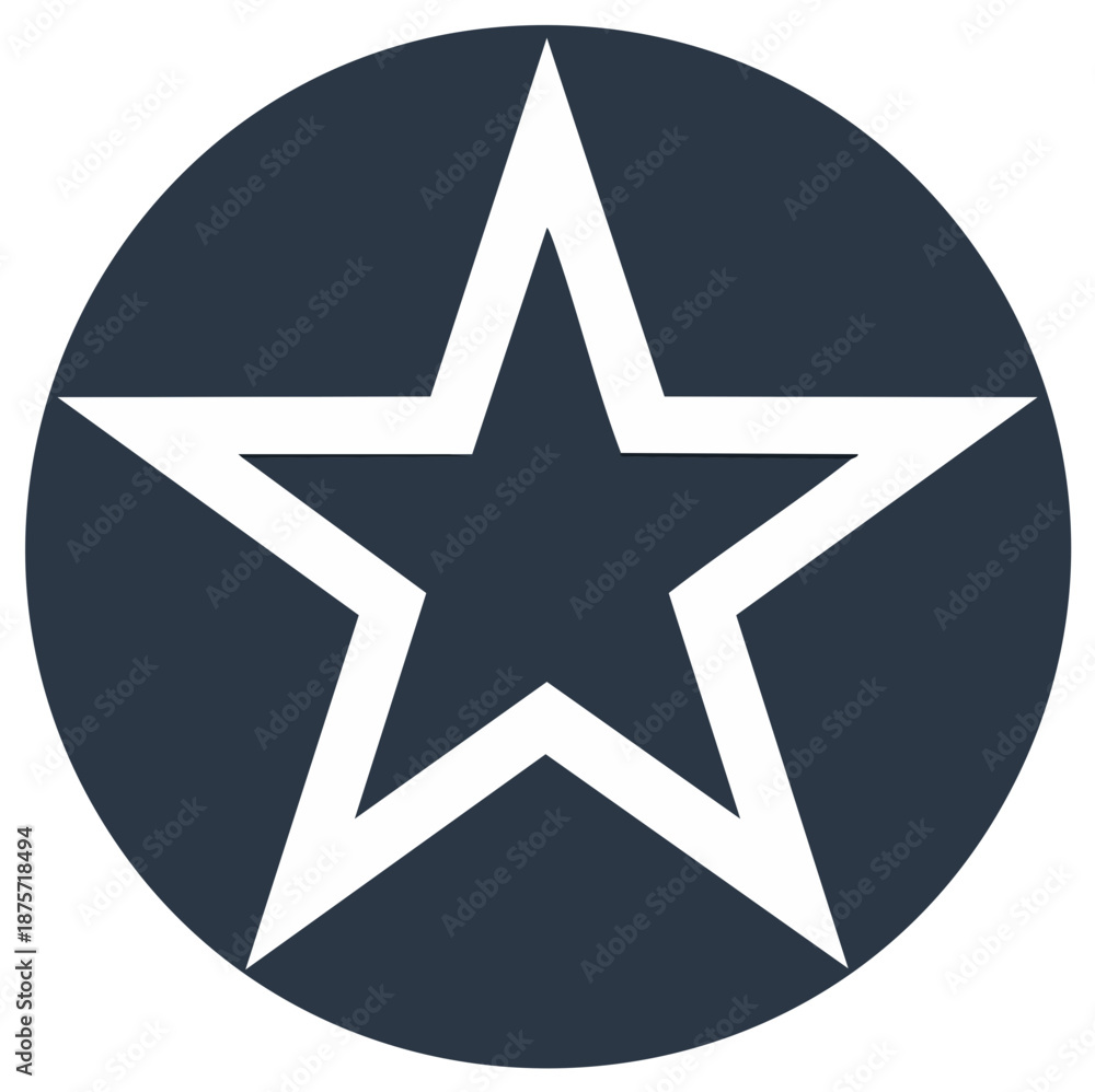 Fototapeta premium White Star Emblem Inside Navy Blue Circle Graphic Symbol