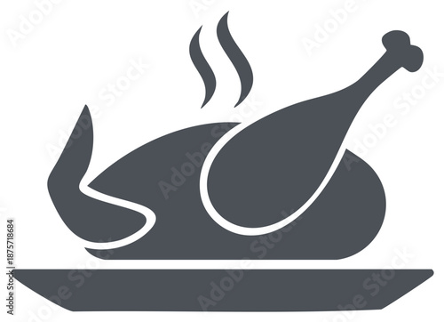 Hot Roasted Chicken Icon with Steam