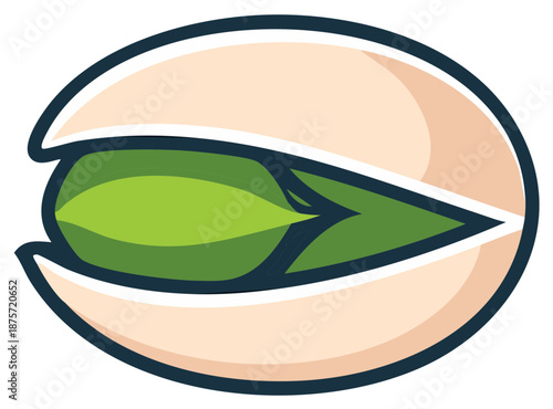 Fresh green pistachio nut healthy vegan snack food ingredient illustration