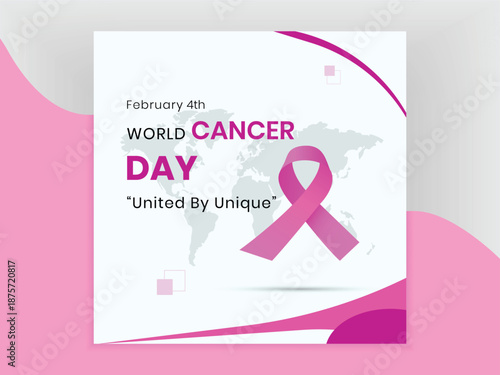 Minimal World cancer day awareness with Minimal World Cancer Day Vector Design.