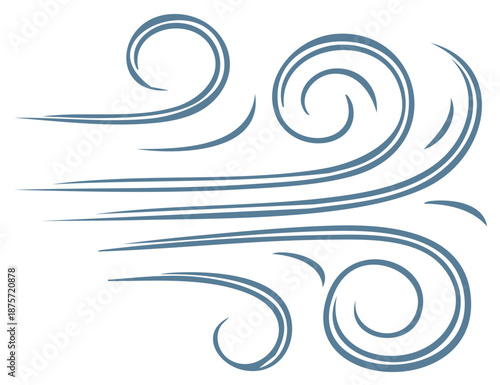 Abstract Wind Illustration with Flowing Swirls and Curved Lines in Blue Tones