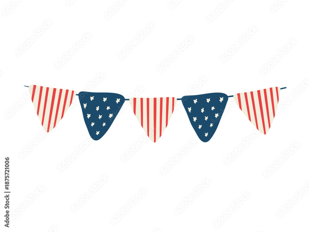 Obraz premium Independence Day Hand Drawn Flag Garland Clipart