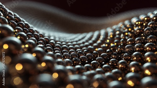 Bronze Metal Spheres Wave Abstract – Perfect for tech branding, crypto visuals, luxury packaging