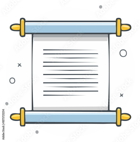 Cartoon style document scroll displaying old message and important text lines