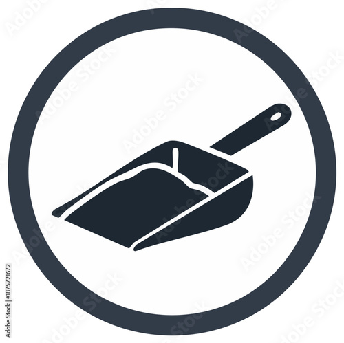 Food Scooper Icon in a Circle for measuring ingredients or pet food portions for recipe or meal preparation