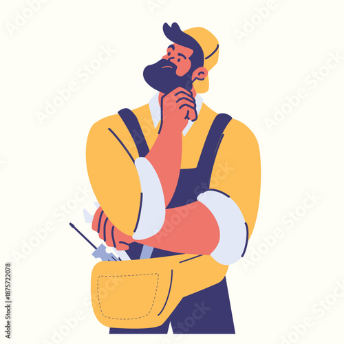professional home service repairman thinking illustration
