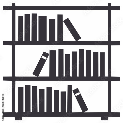 Bookshelf Filled with Books Illustration for Education Library and Study Concepts
