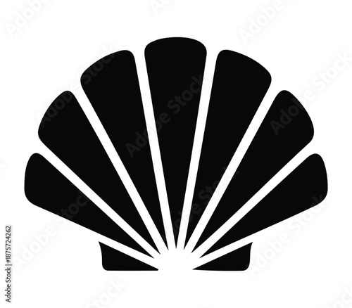 Simple black silhouette of a scallop seashell icon