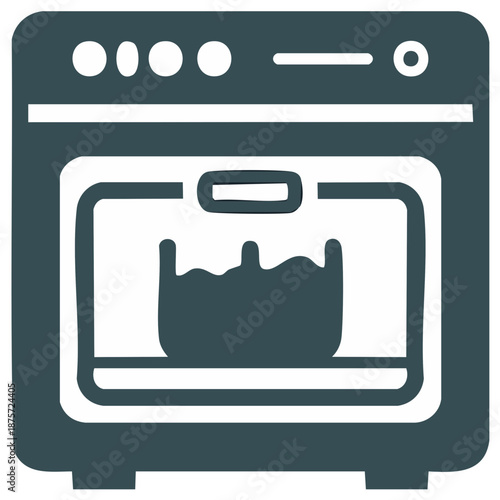 Washing machine or dishwasher appliance flat vector icon for home laundry cleaning