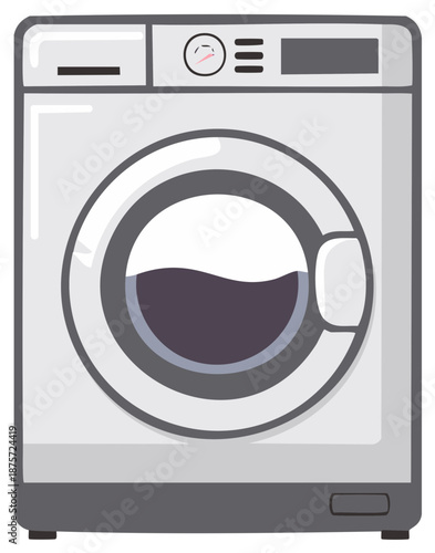 Modern front-load washing machine vector illustration for laundry and home appliance concepts