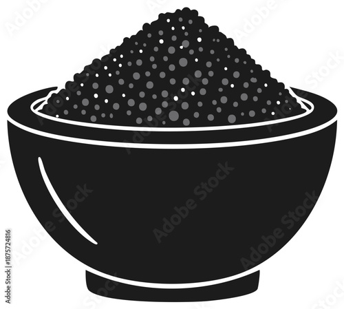 Black Caviar Serving in a Dark Bowl Gourmet Food Illustration