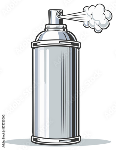 Spray can spraying vapor illustration, graphic style, aerosol art