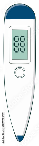 Digital thermometer displays numerical readings indicating fever temperature reading for medical care
