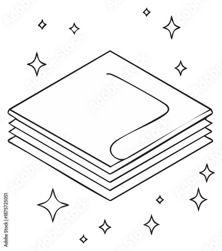 Clean folded cloths with sparkling stars indicating cleanliness and hygiene