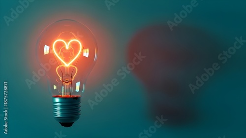 Valentine's day gift idea heart shaped light bulb on a romantic background