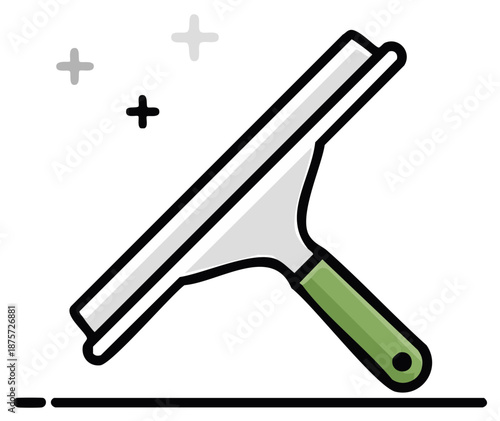 Stylized squeegee illustration for sparkling clean windows and efficient household chores