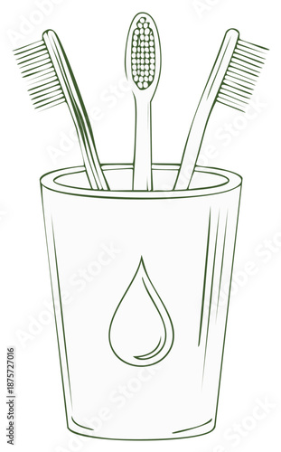Toothbrushes in cup illustration dental care essentials oral hygiene routine