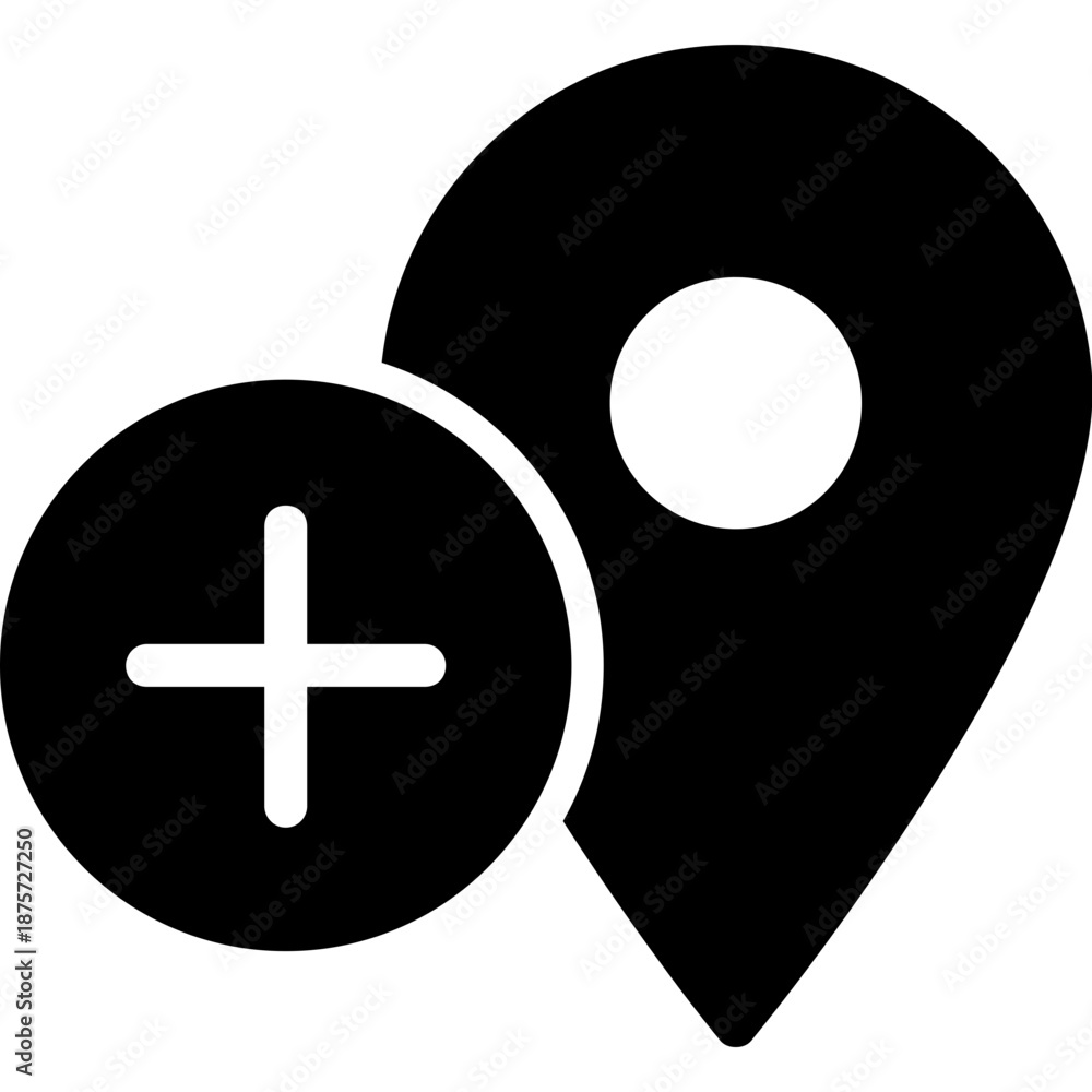 Fototapeta premium Map-marker-plus Icon