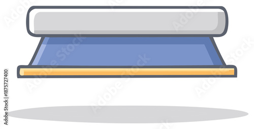 Cartoon Isometric Flat Bed Frame with Soft Headboard and Mattress Shadow Illustration