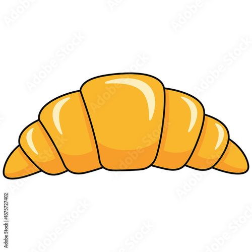 Golden Croissant Bakery Pastry Illustration Fresh Delicious French Breakfast Food Treat Sweet Morning Snack Yummy