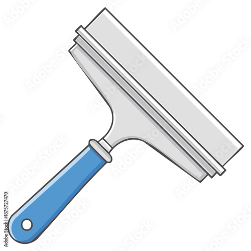 Squeegee for cleaning windows or glass surfaces with blue handle illustration