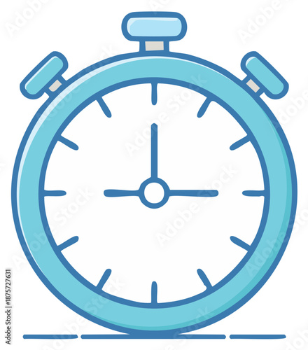 Simple blue stopwatch icon for time measurement, sports, and deadlines vector illustration