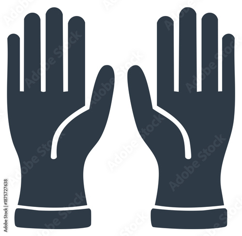 Pair of Dark Blue Protective Work Gloves Flat Vector Icon Design