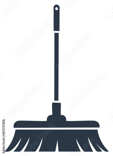 Stylized broom silhouette illustration showing domestic cleaning and housework equipment