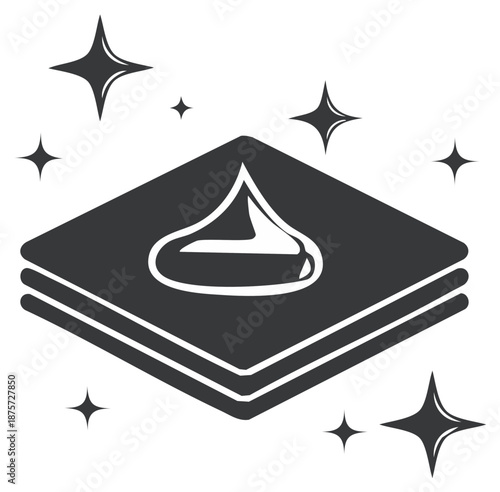 Wet Wipes Stack Icon Symbol for Cleanliness and Hygiene with Sparkling Design Elements