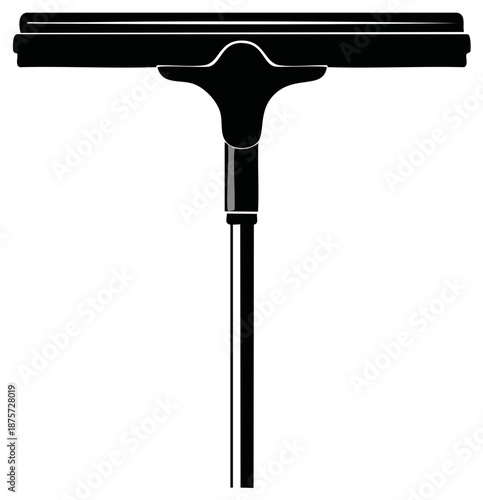 Black squeegee tool with rubber blade and handle for cleaning windows and surfaces