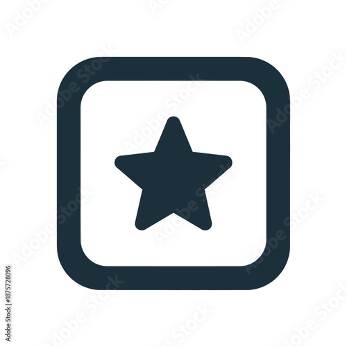 A dark blue star icon in a rounded square frame on a white background