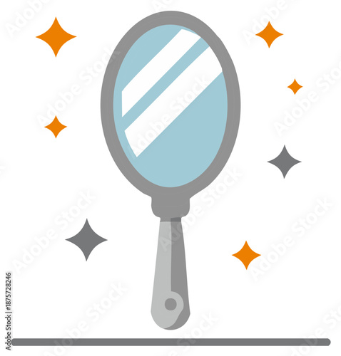 Sparkling Hand Mirror Vector Illustration for Beauty and Self Care