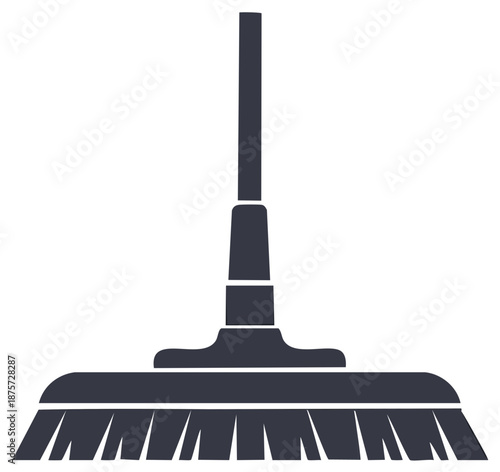 Icon of a cleaning broom with a handle for sweeping, cleaning, or general housework