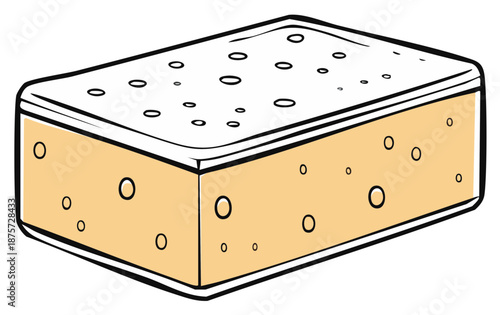 Rectangular Ice Cream Sandwich Treat with Wafer Cookies and Frozen Cream Filling